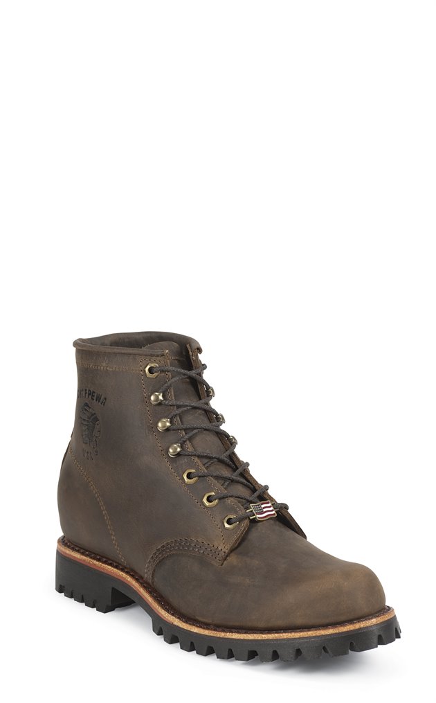 Chippewa Boots Chocolate Apache 6 inch Lace Up in Chocolate